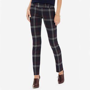 NWT The Limited Drew Fit Plaid Ankle Pants, Slim Cut, Navy/Gray/Burgundy, 00P